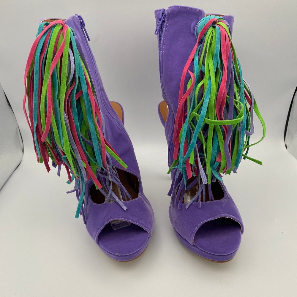 FSJ Peep Toe Fringed  Ankle Booties Tassels Sandal